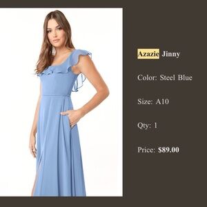 Azazie Dress in chiffon Steel Blue. Bridesmaid dress